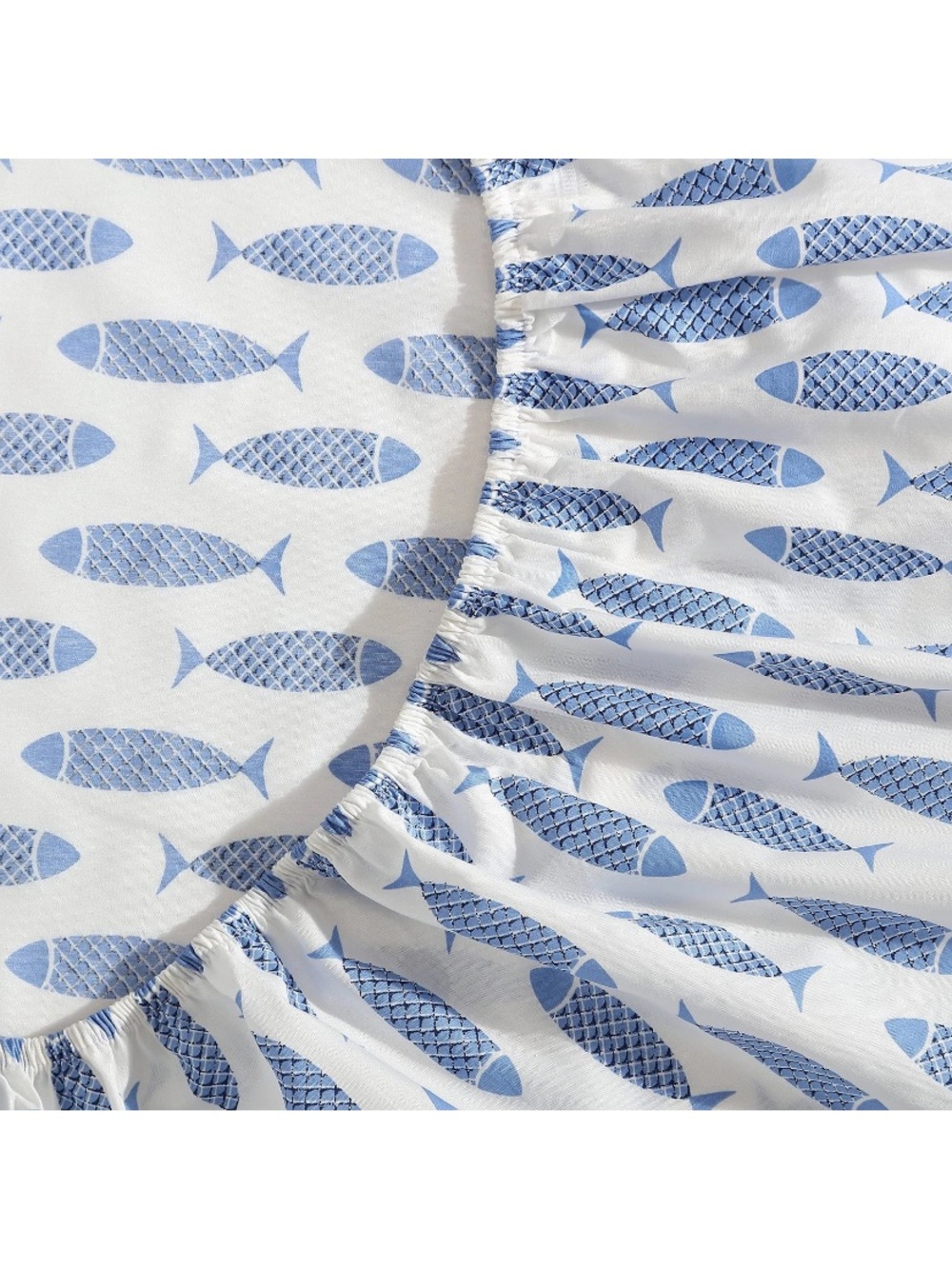 NEW Nautica Woodblock Blue Fish Cotton Full Sheet Set - Picture 8 of 10
